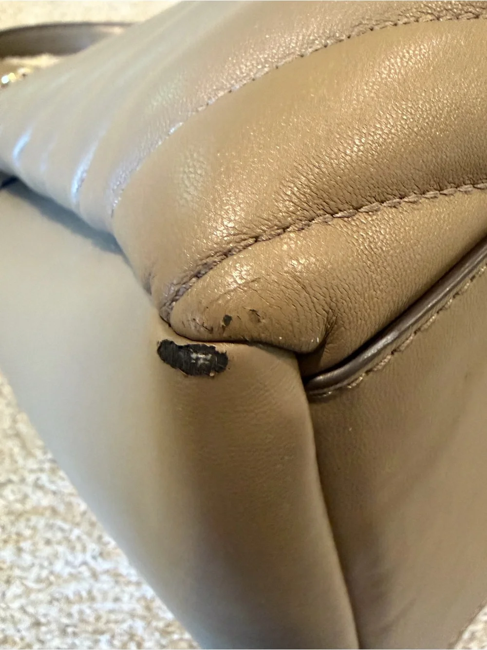 Michael Kors Whitney Taupe Quilted Leather Shoulder Bag